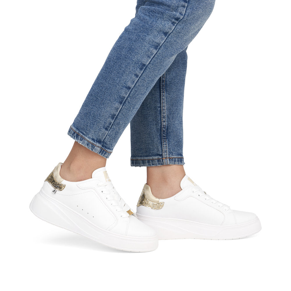 Rieker Soft W2303-80 White & Gold Trainers