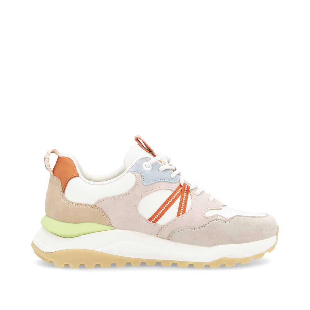 Rieker Soft W2501-82 Beige, Blue, White & Orange Combi Sneakers