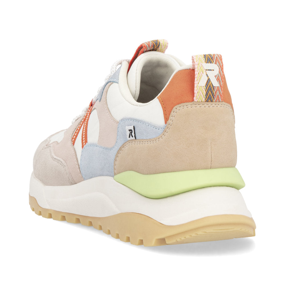 Rieker Soft W2501-82 Beige, Blue, White & Orange Combi Sneakers
