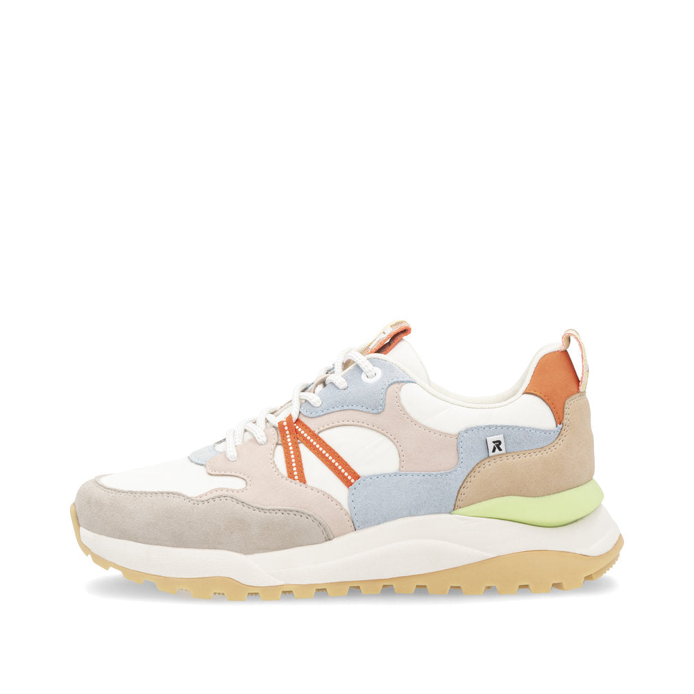 Rieker Soft W2501-82 Beige, Blue, White & Orange Combi Sneakers