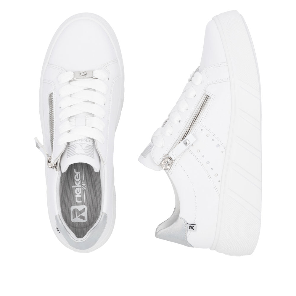 Rieker W2605-80 White Sneakers with Zip