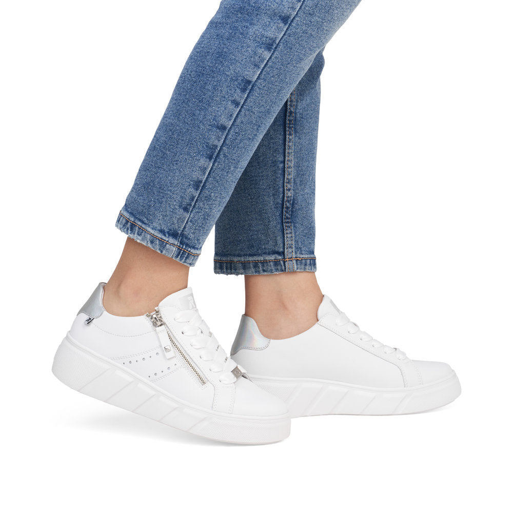 Rieker W2605-80 White Sneakers with Zip