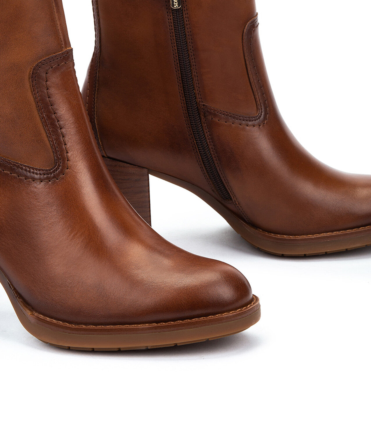 Pikolinos Palencia W9U-8945C1 Cuero Tan Block Heel Boots