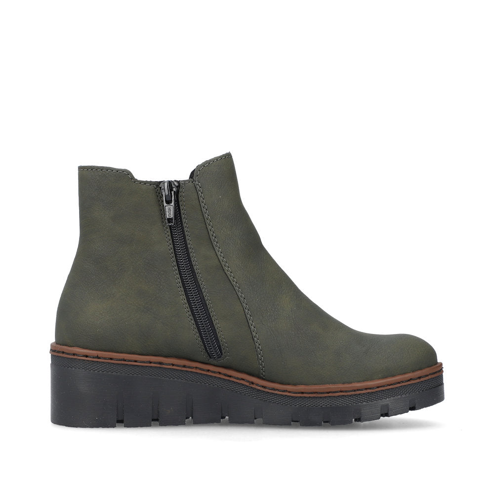 Rieker X9172-54 Forest Green & Black Wedge Chelsea Boots