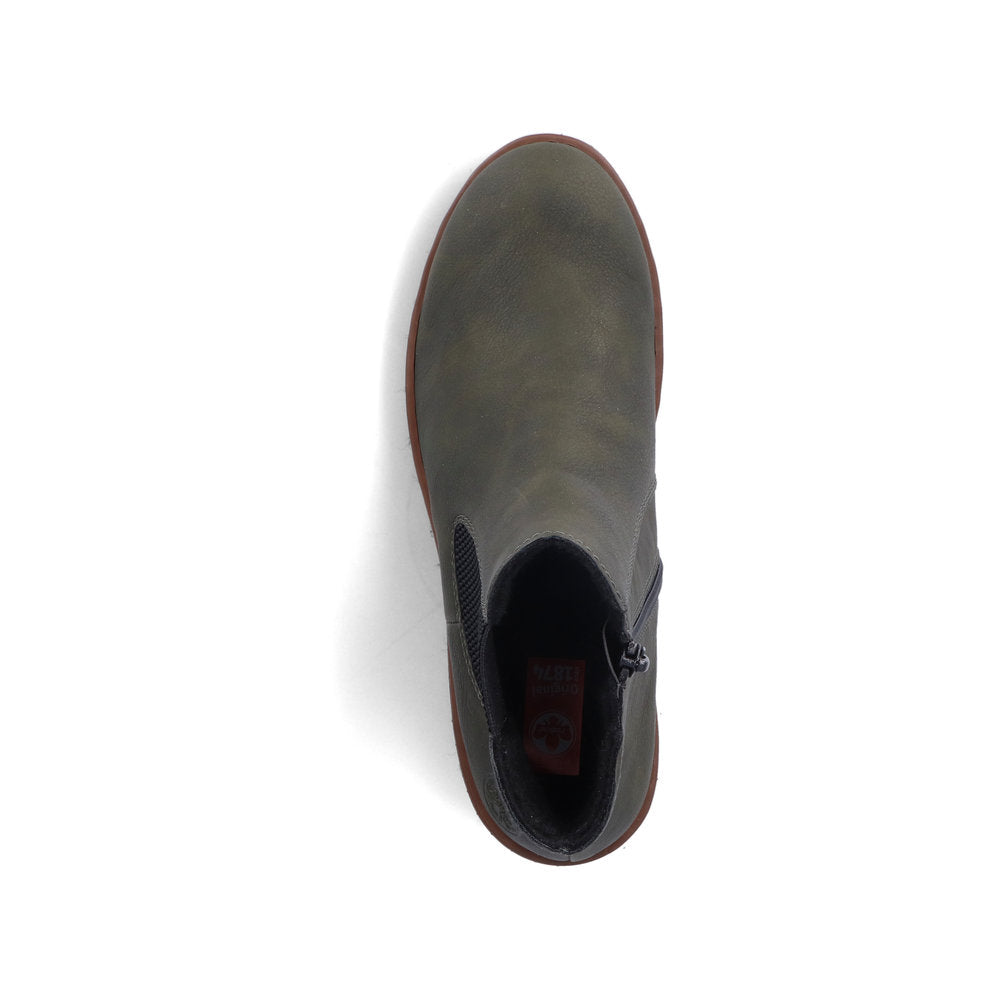 Rieker X9172-54 Forest Green & Black Wedge Chelsea Boots