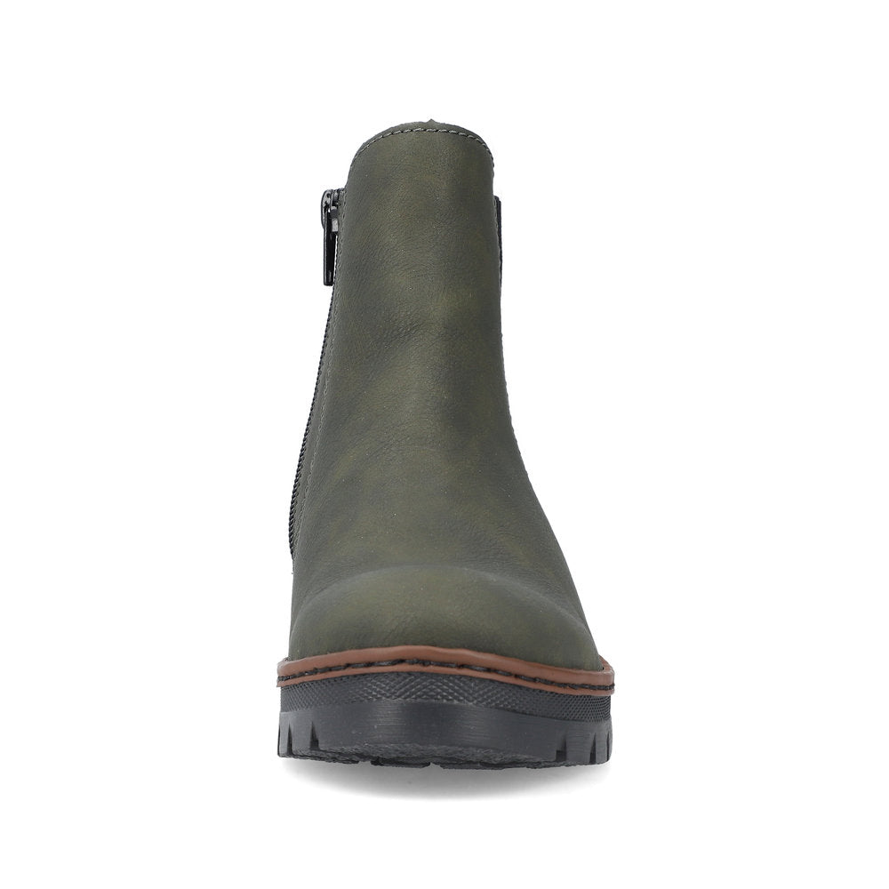 Rieker X9172-54 Forest Green & Black Wedge Chelsea Boots