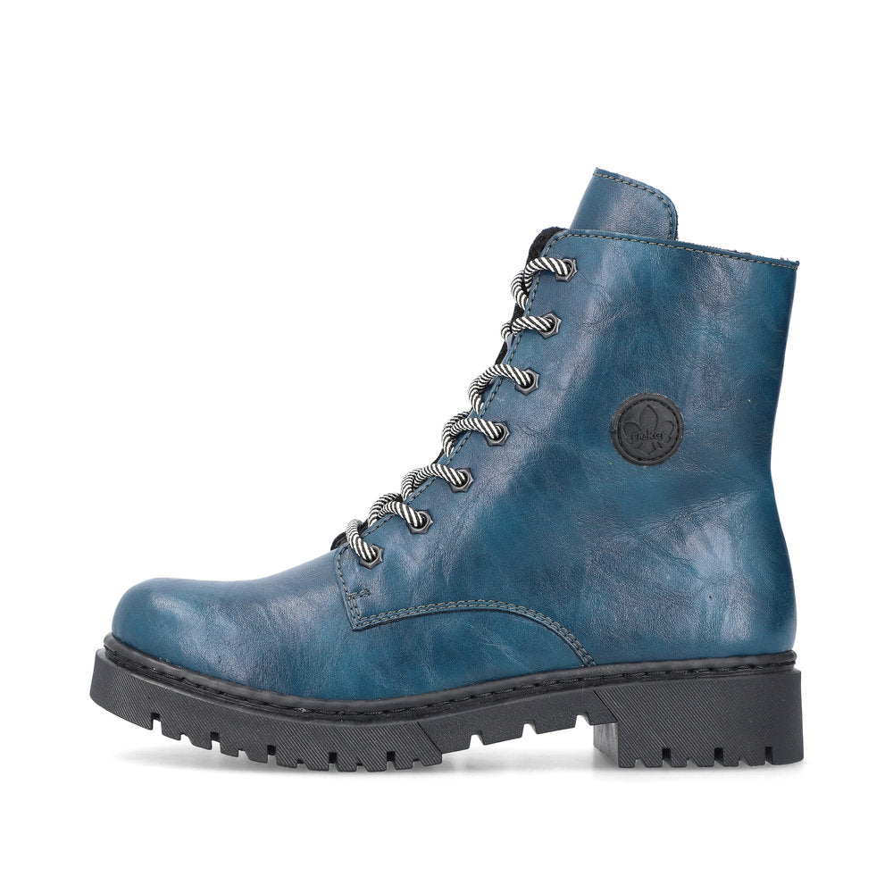 Rieker Y2440-12 Petrol Blue Lace Boots