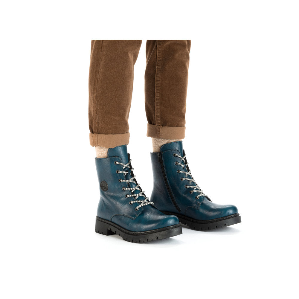Rieker Y2440-12 Petrol Blue Lace Boots