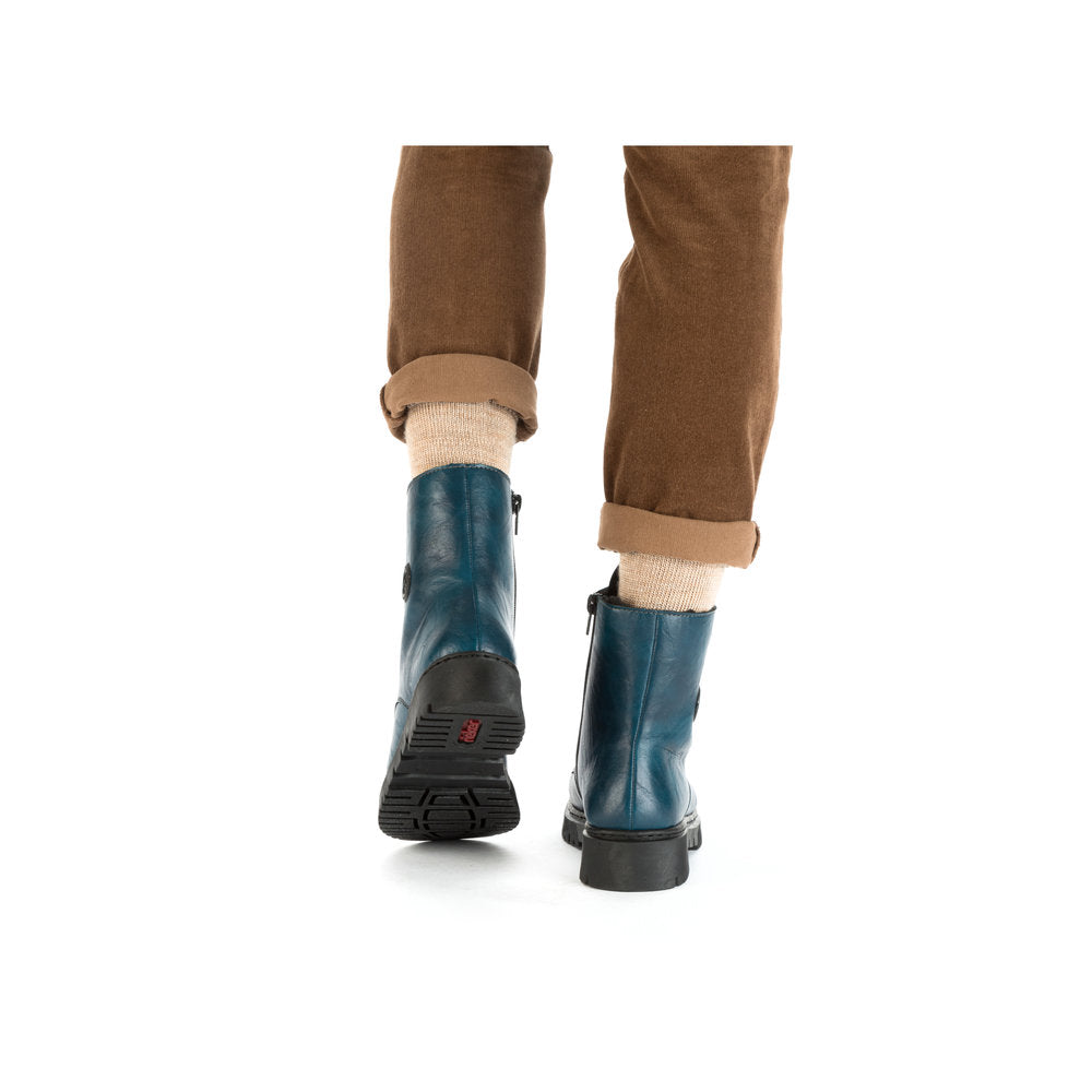 Rieker Y2440-12 Petrol Blue Lace Boots