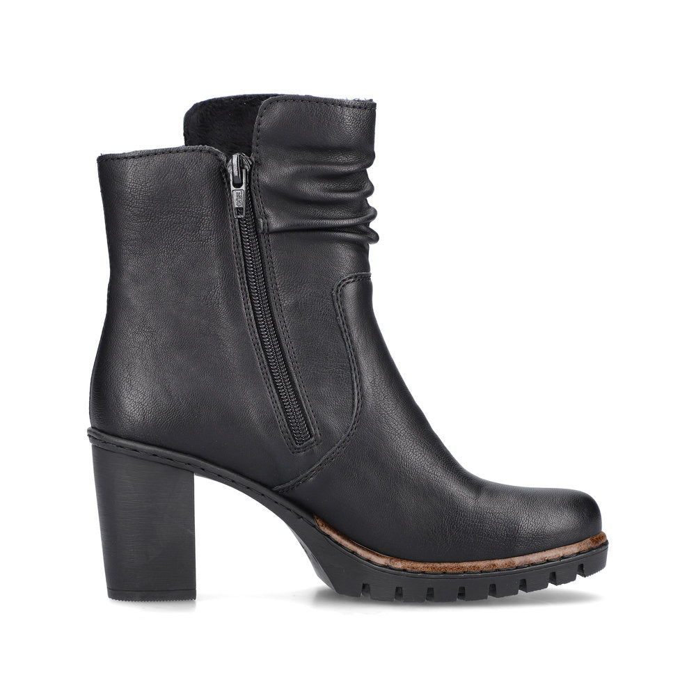 Rieker Y2551-01 Black & Gold Block Heel Bootsü