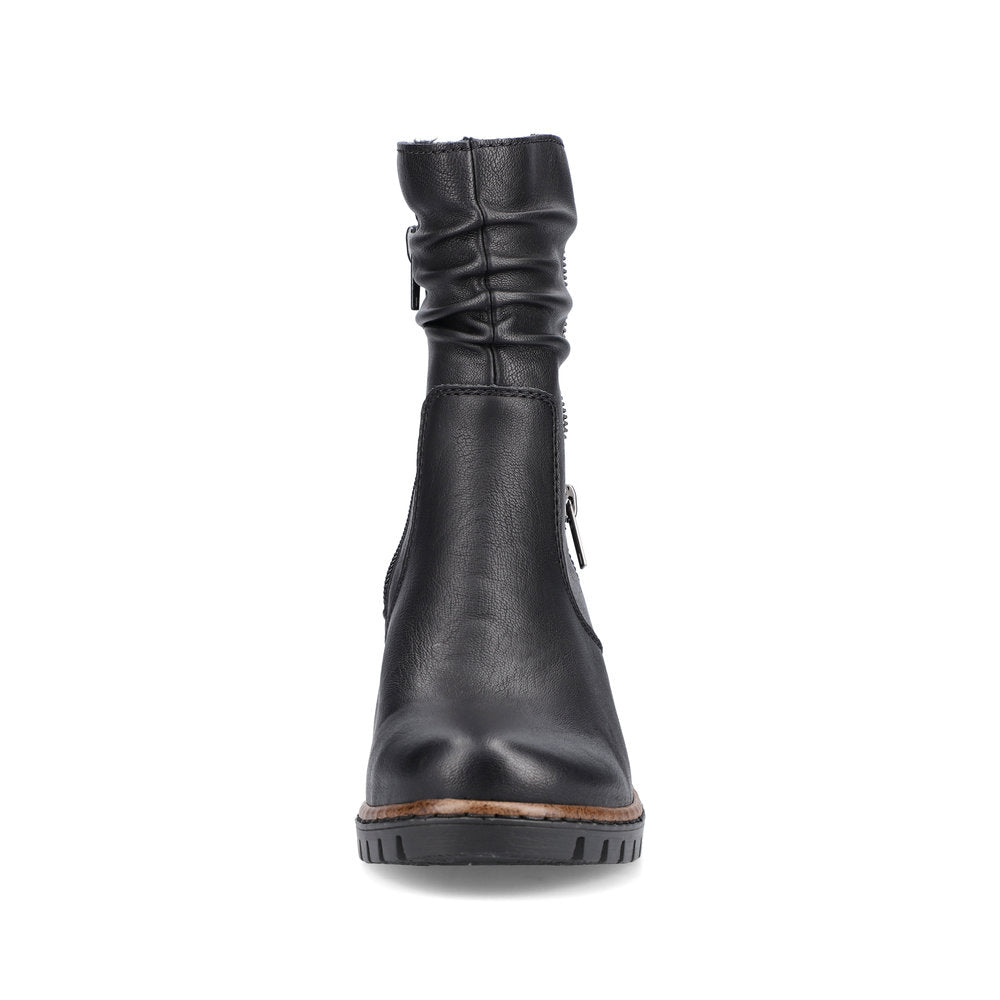 Rieker Y2551-01 Black & Gold Block Heel Bootsü