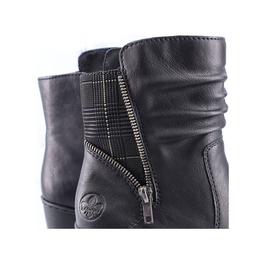 Rieker Y2551-01 Black & Gold Block Heel Bootsü
