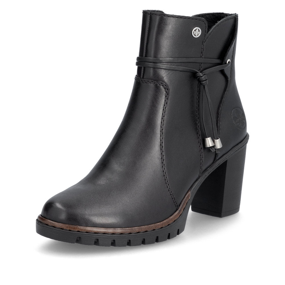 Rieker Y2567-00 Black Block Heel Ankle Boots