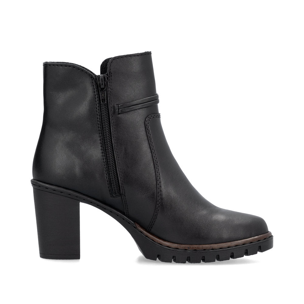Rieker Y2567-00 Black Block Heel Ankle Boots