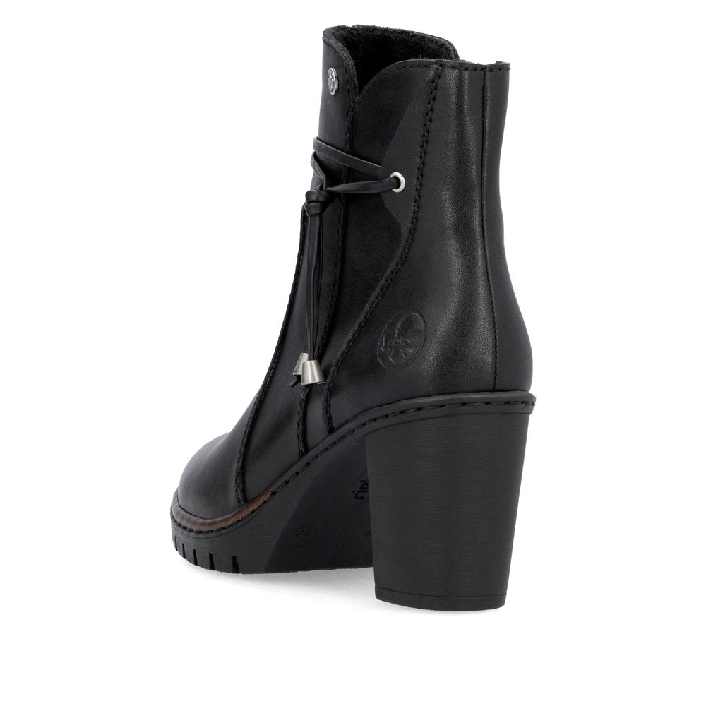 Rieker Y2567-00 Black Block Heel Ankle Boots