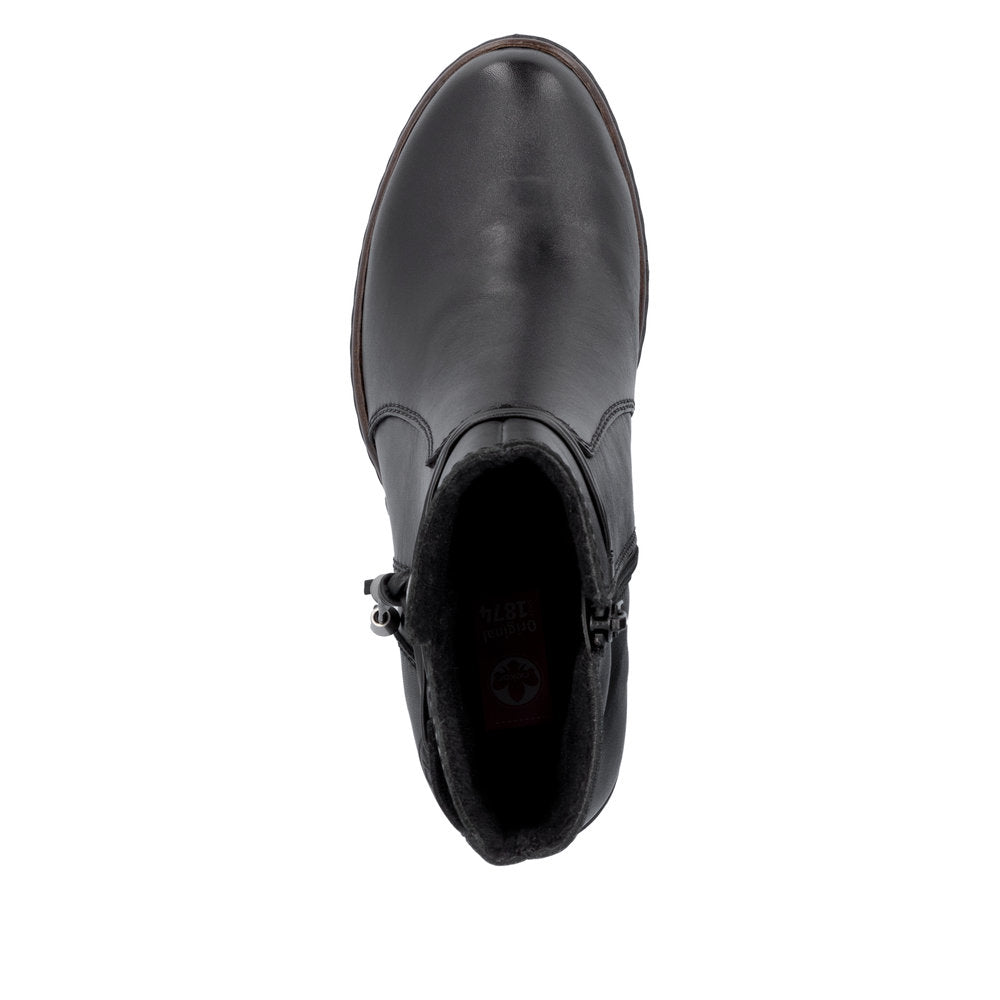 Rieker Y2567-00 Black Block Heel Ankle Boots