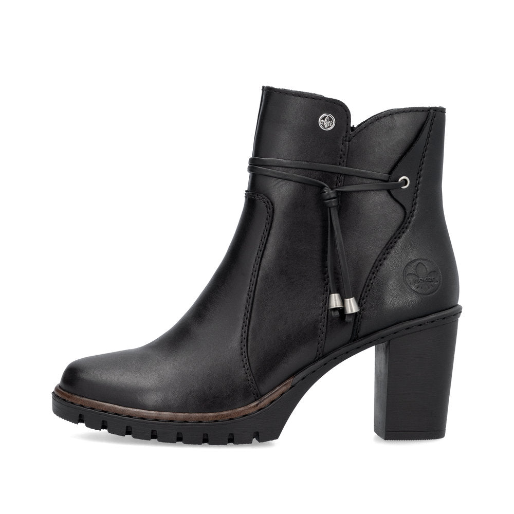 Rieker Y2567-00 Black Block Heel Ankle Boots