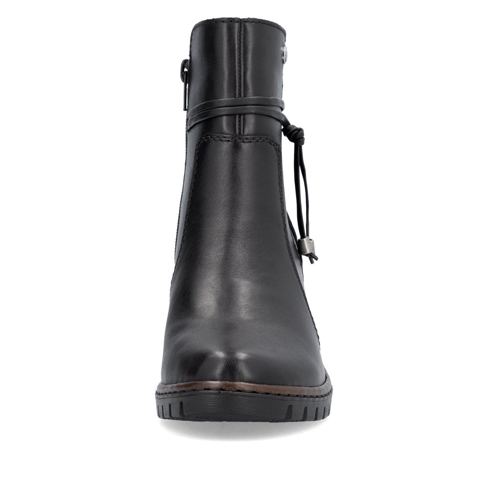 Rieker Y2567-00 Black Block Heel Ankle Boots