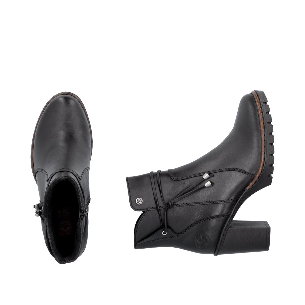 Rieker Y2567-00 Black Block Heel Ankle Boots