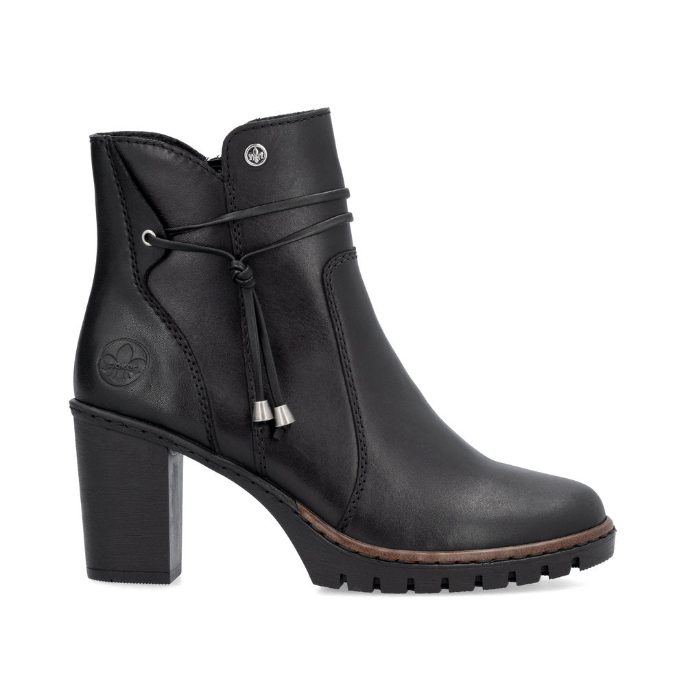 Rieker Y2567-00 Black Block Heel Ankle Boots