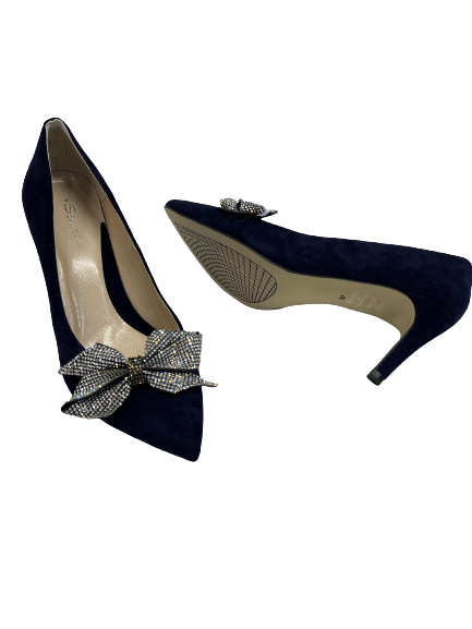Sempre Z7841/821o Navy Suede Heels with Diamonte Bow