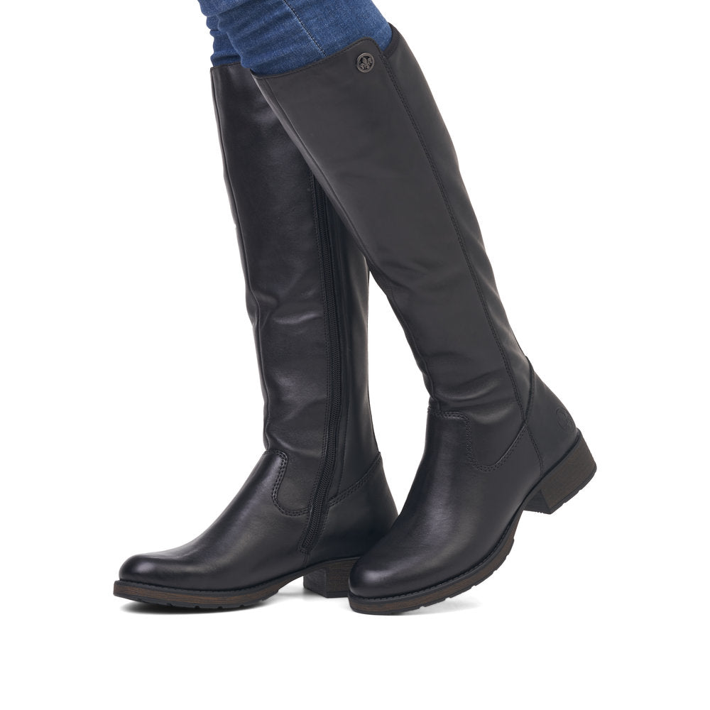 Rieker Z9591-01 Black Knee High Boots