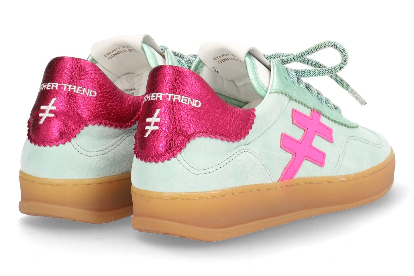 Another Trend A032M368 Mint Trainers with Pink Back
