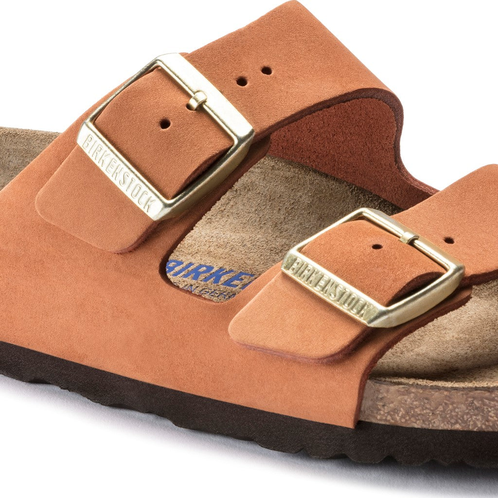 Birkenstock 1019042 Arizona SFB Nubuck Pecan Brown Sandals with Pin & Buckle