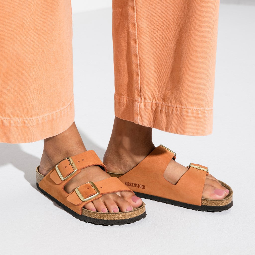 Birkenstock 1019042 Arizona SFB Nubuck Pecan Brown Sandals with Pin & Buckle
