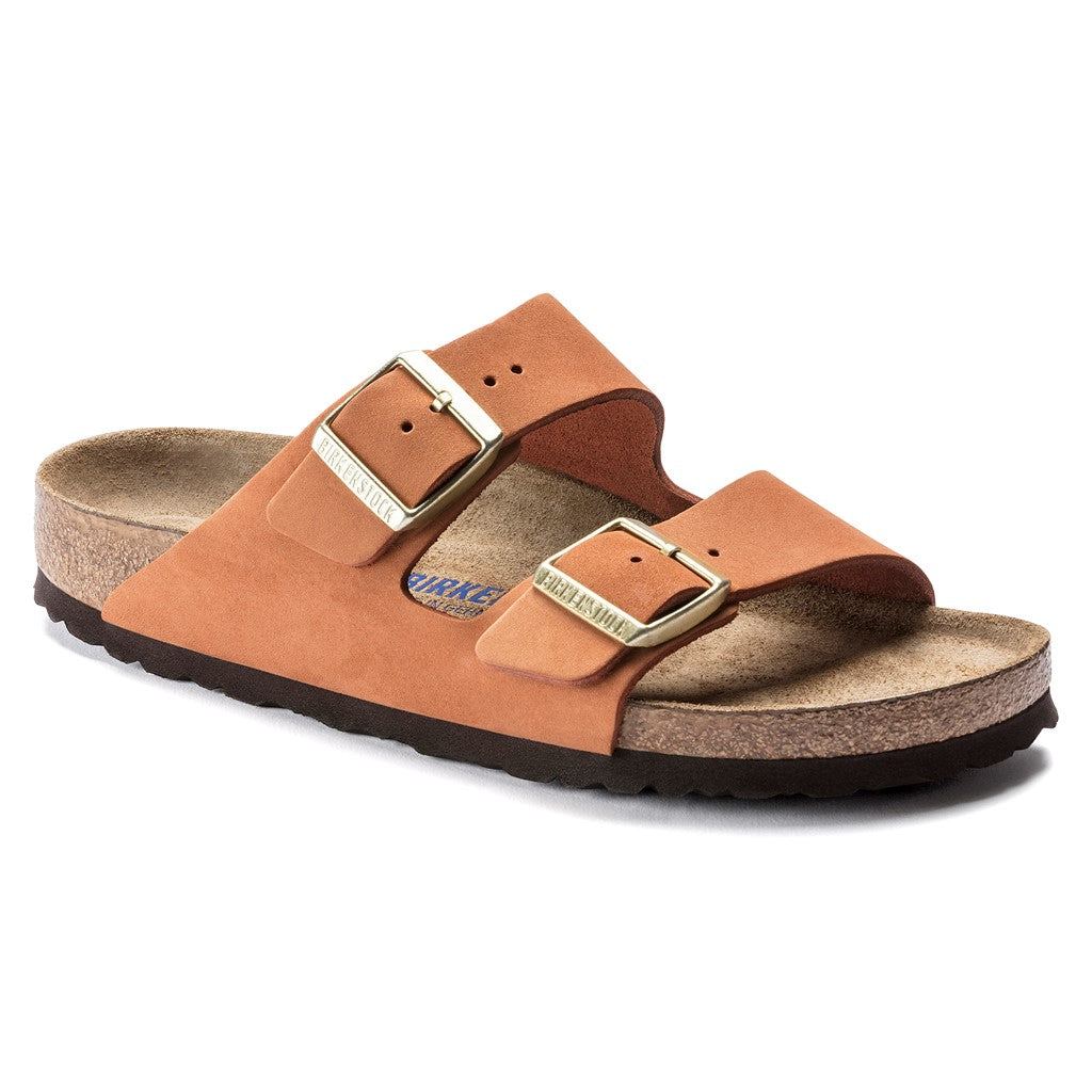 Birkenstock 1019042 Arizona SFB Nubuck Pecan Brown Sandals with Pin & Buckle