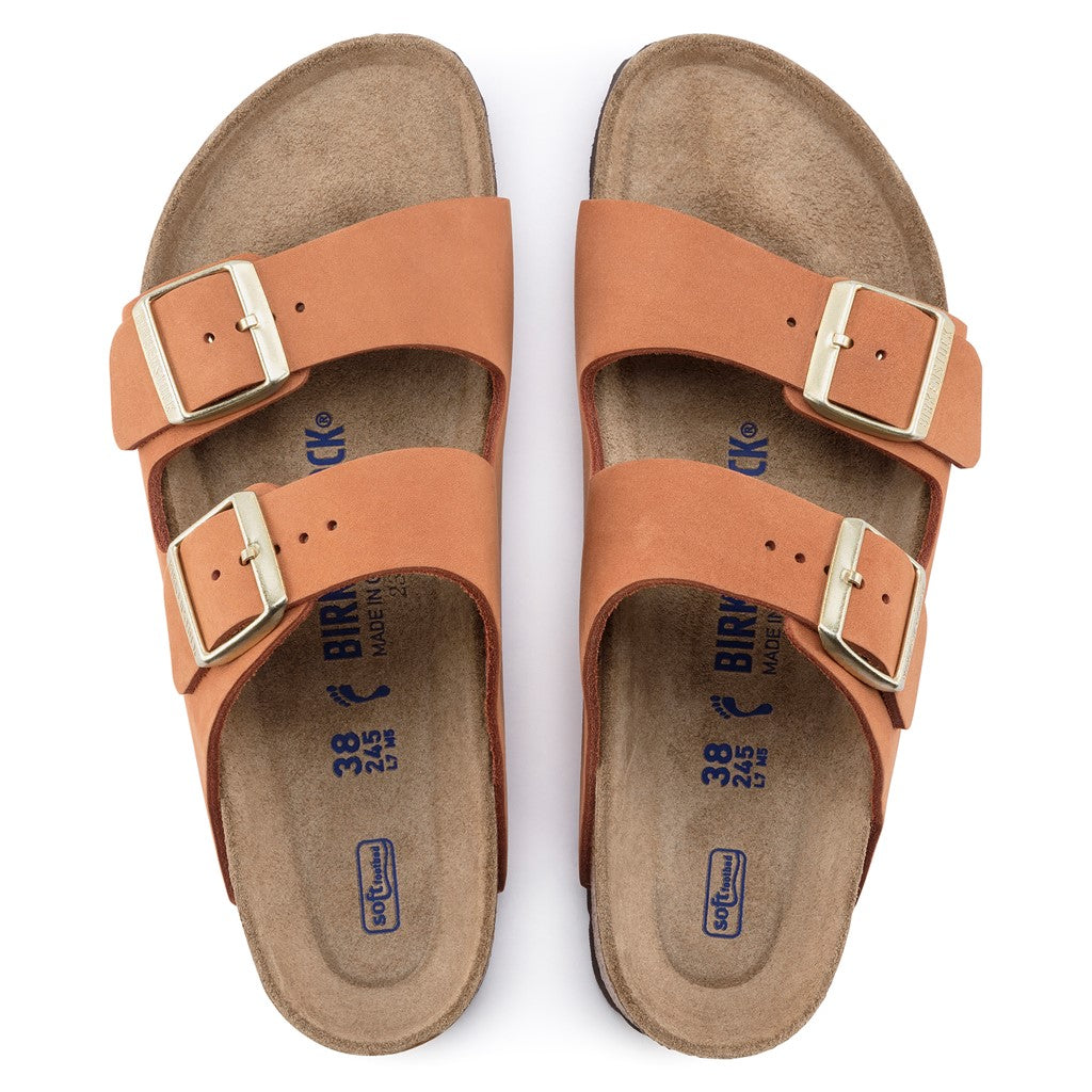 Birkenstock 1019042 Arizona SFB Nubuck Pecan Brown Sandals with Pin & Buckle