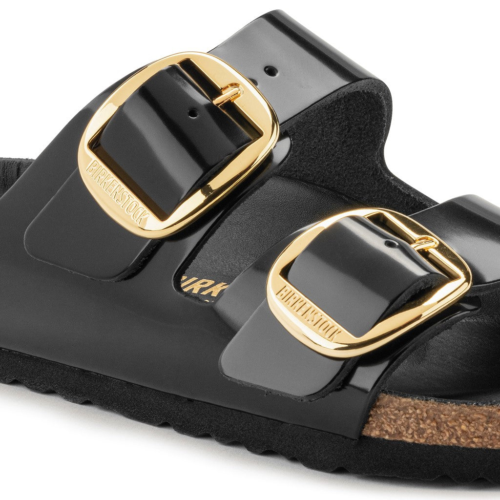 Birkenstock 1021476 Arizona Big Buckle Natural Leather Patent High Shine Black Sandals