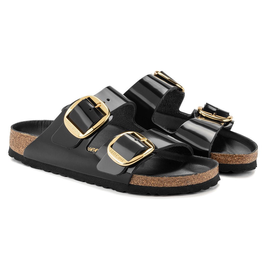Birkenstock 1021476 Arizona Big Buckle Natural Leather Patent High Shine Black Sandals