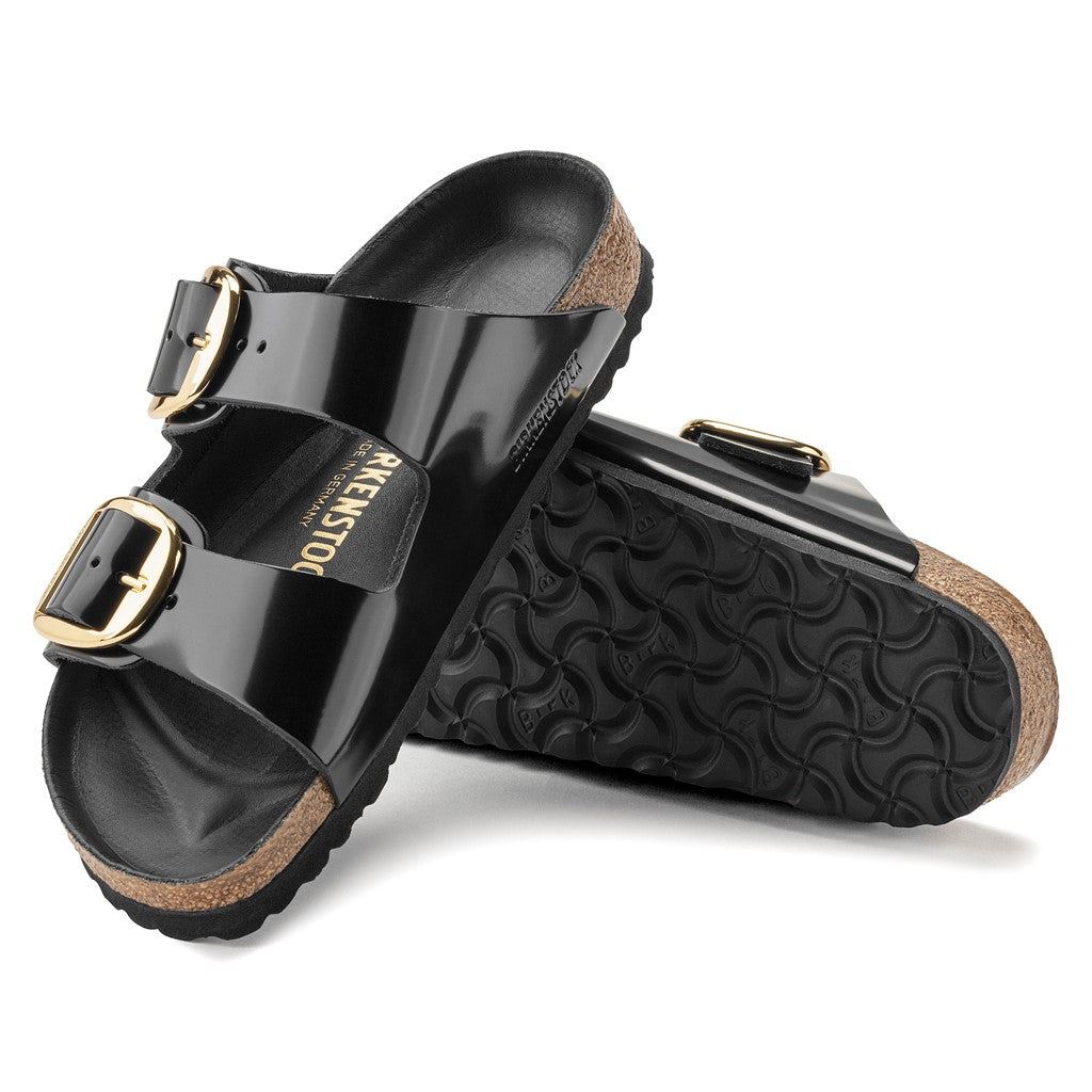 Birkenstock 1021476 Arizona Big Buckle Natural Leather Patent High Shine Black Sandals