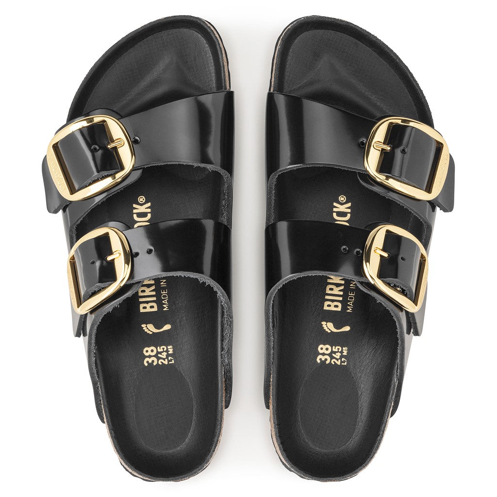 Birkenstock 1021476 Arizona Big Buckle Natural Leather Patent High Shine Black Sandals