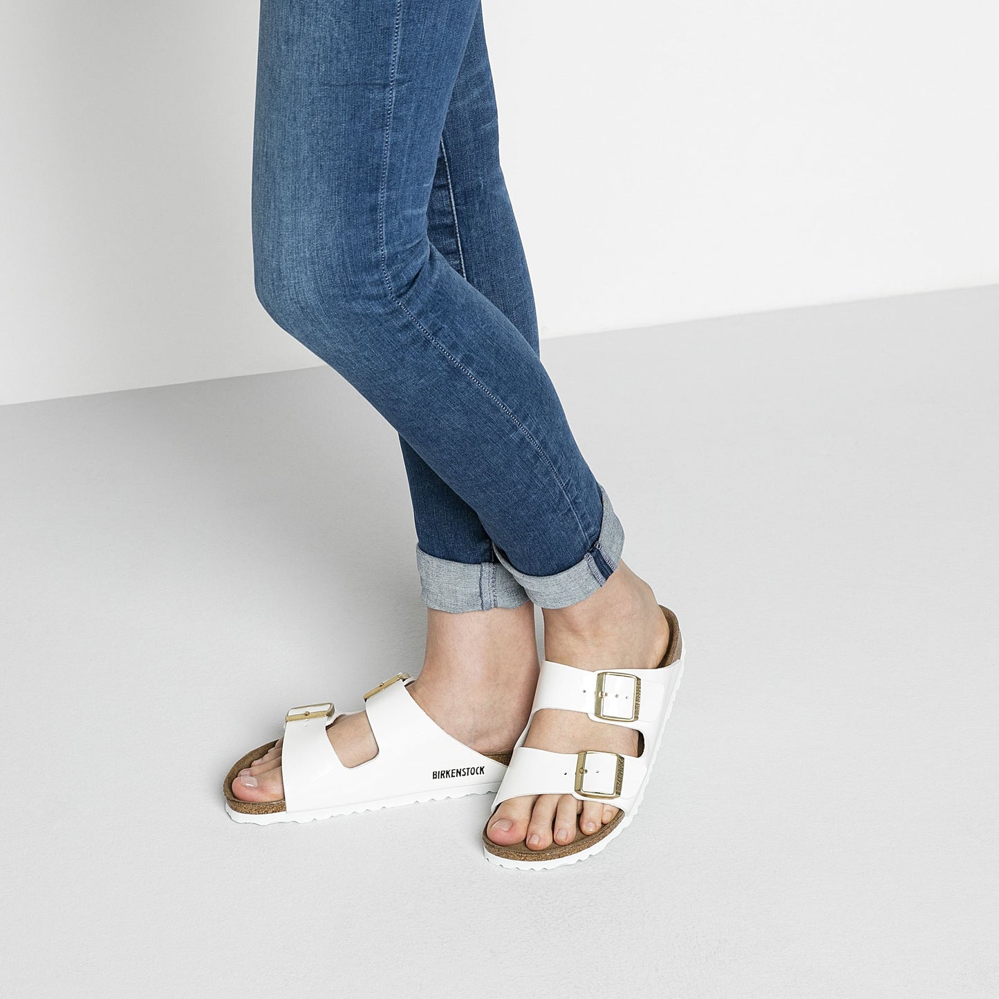 Birkenstock 1005294 Arizona BF Patent White Sandals