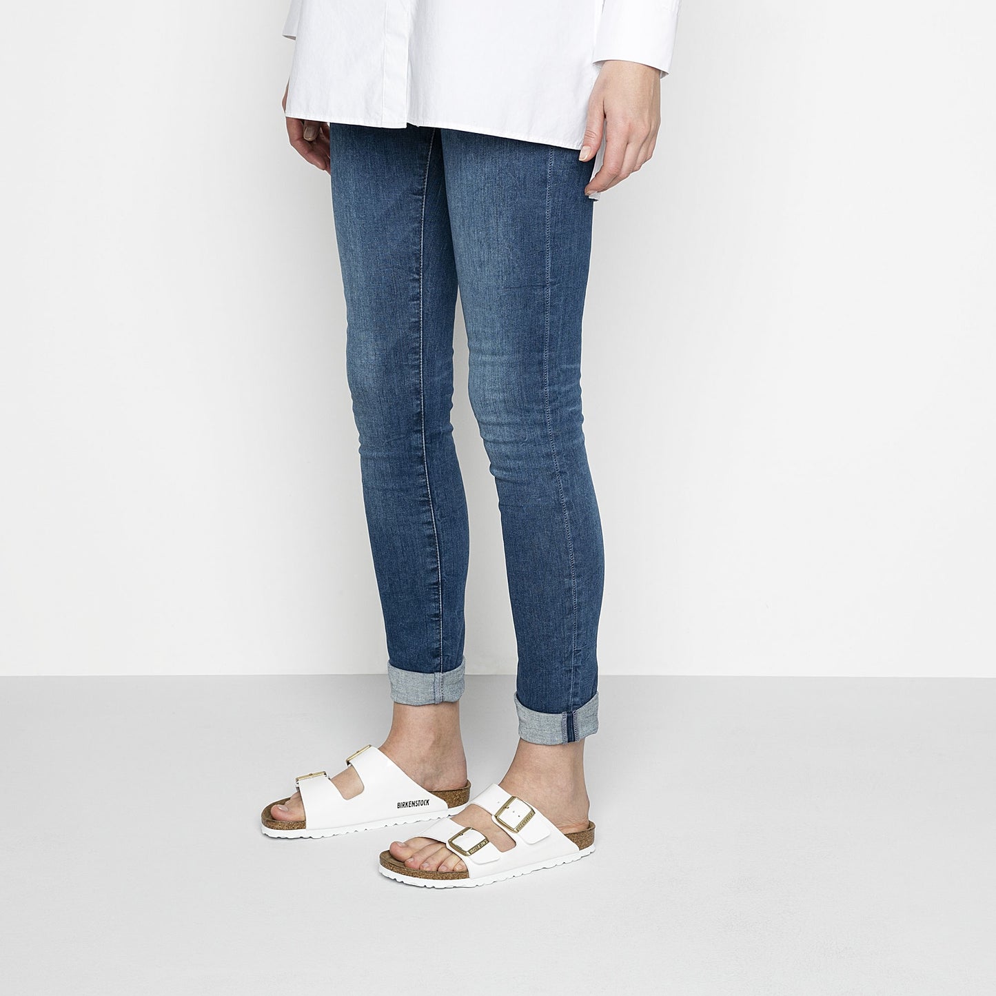 Birkenstock 1005294 Arizona BF Patent White Sandals