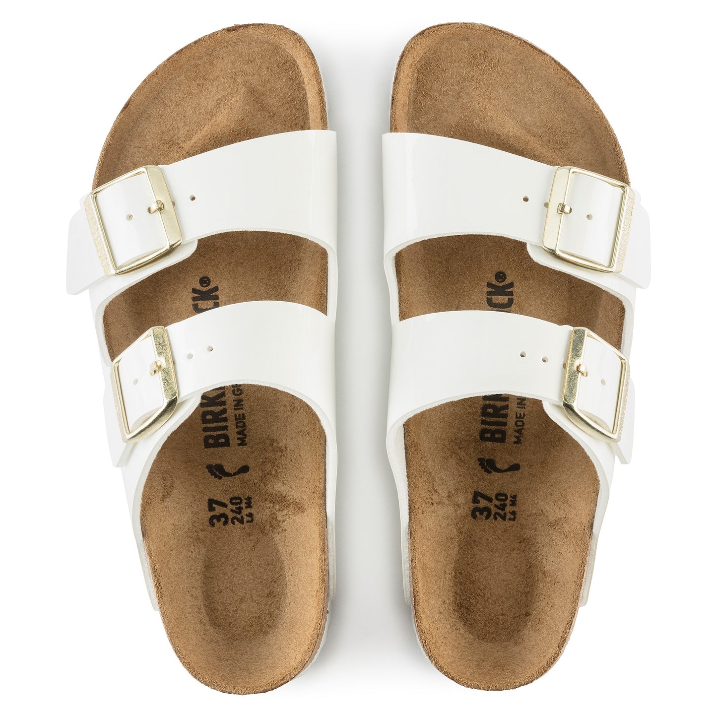 Birkenstock 1005294 Arizona BF Patent White Sandals