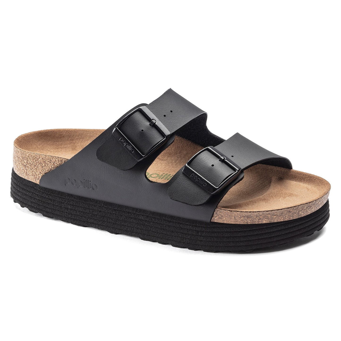 Birkenstock 1018520 Papillio Arizona Grooved Platform Vegan Black Sandals