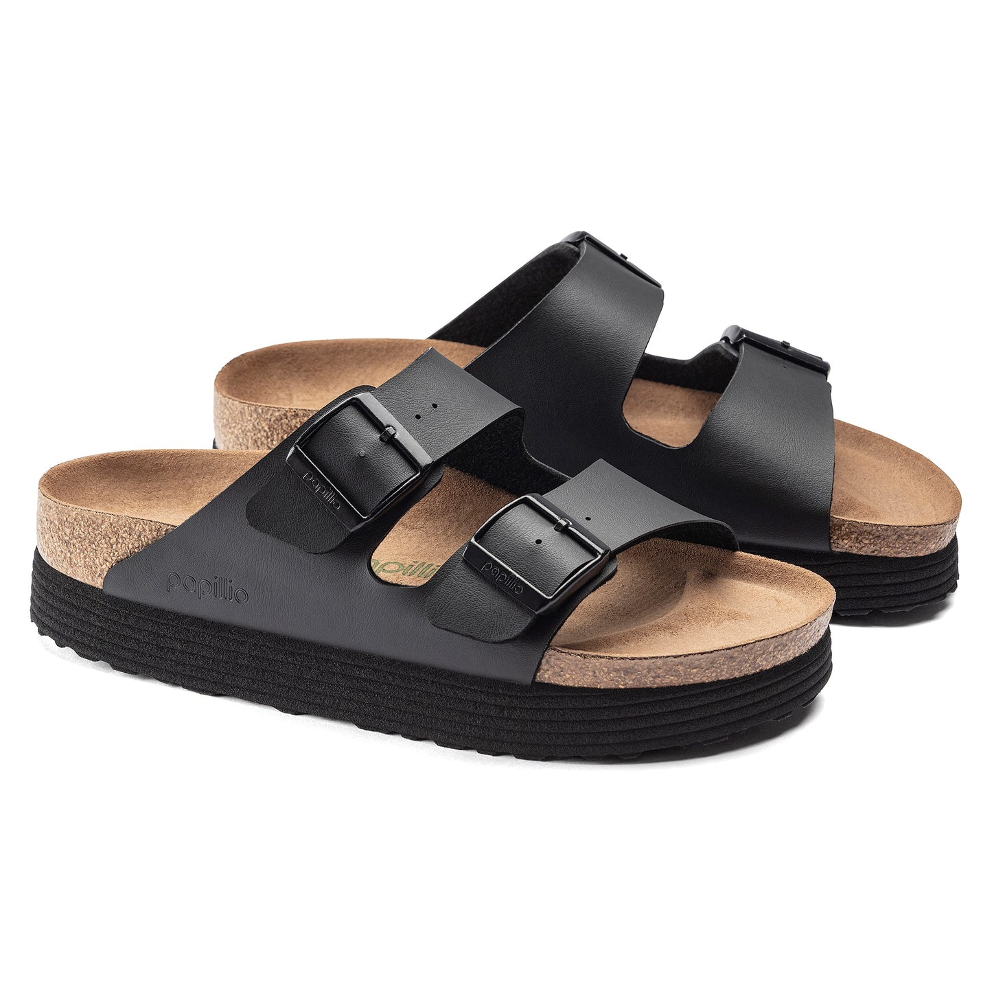 Birkenstock 1018520 Papillio Arizona Grooved Platform Vegan Black Sandals