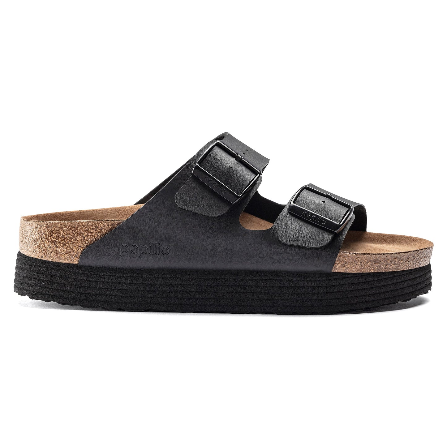 Birkenstock 1018520 Papillio Arizona Grooved Platform Vegan Black Sandals