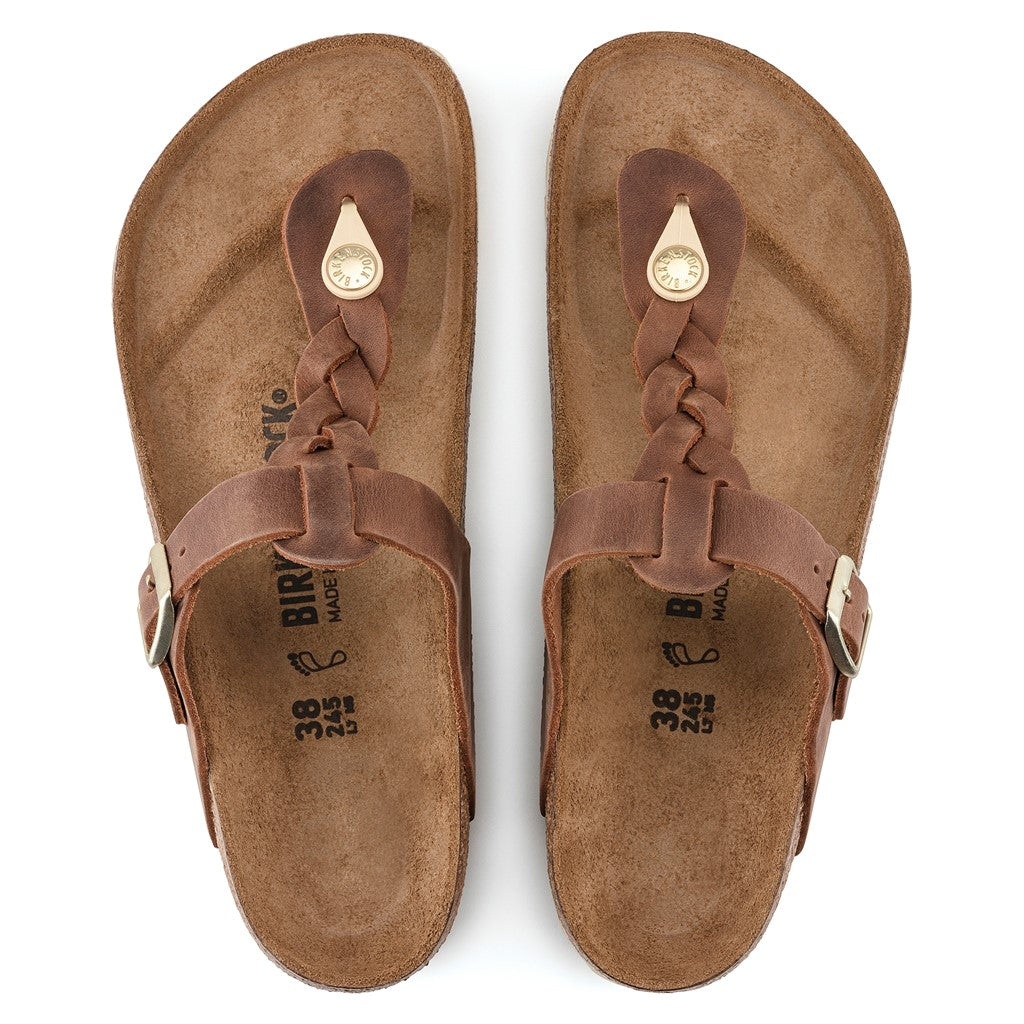 Birkenstock 1021336 Gizeh Narrow Oiled Leather Braided Tan Sandals