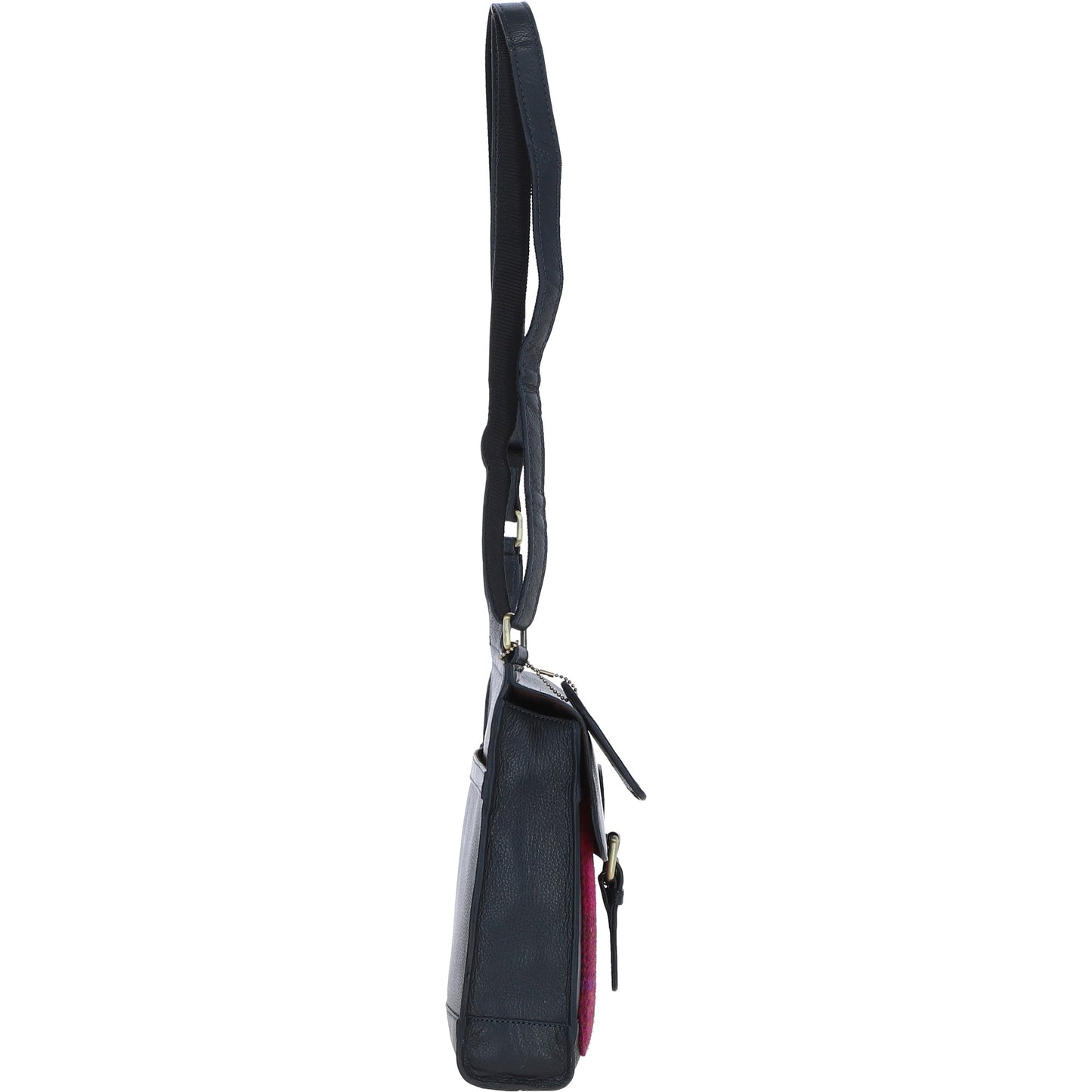 Ashwood Leather TW-24 06-Navy/Pink Leather/Tweed Side Bag