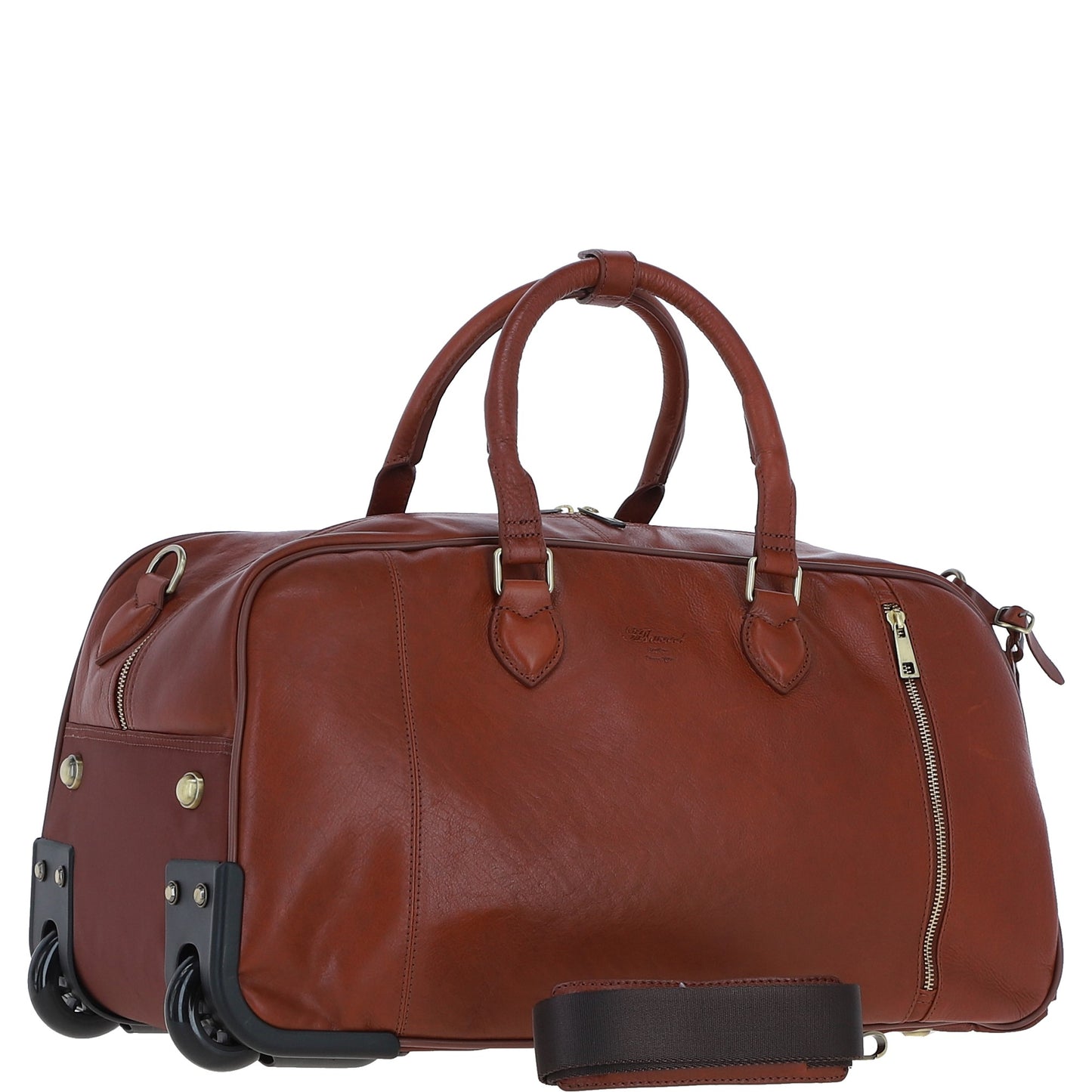 Ashwood Leather PL-50 Tan Leather Duffel Trolley Bag