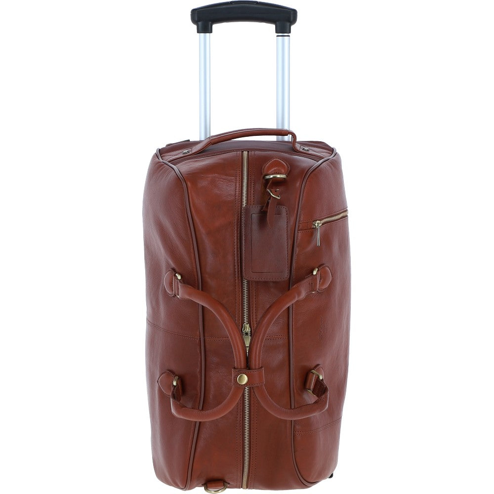Ashwood Leather PL-50 Tan Leather Duffel Trolley Bag