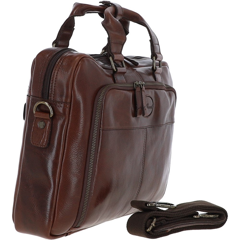 Ashwood Leather 8143 Temponado Brown Laptop Bag