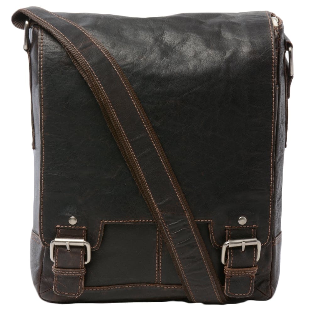 Ashwood Leather 8342 Brown Crumble Messenger Bag