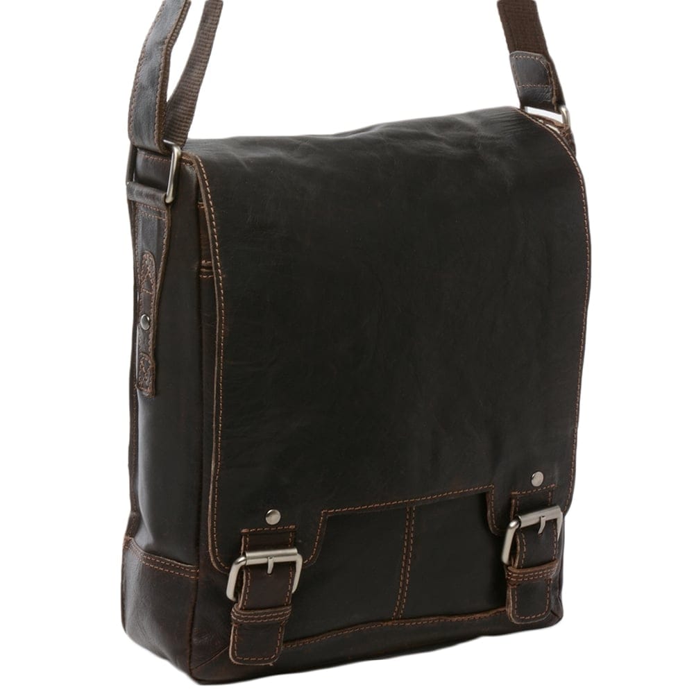 Ashwood Leather 8342 Brown Crumble Messenger Bag