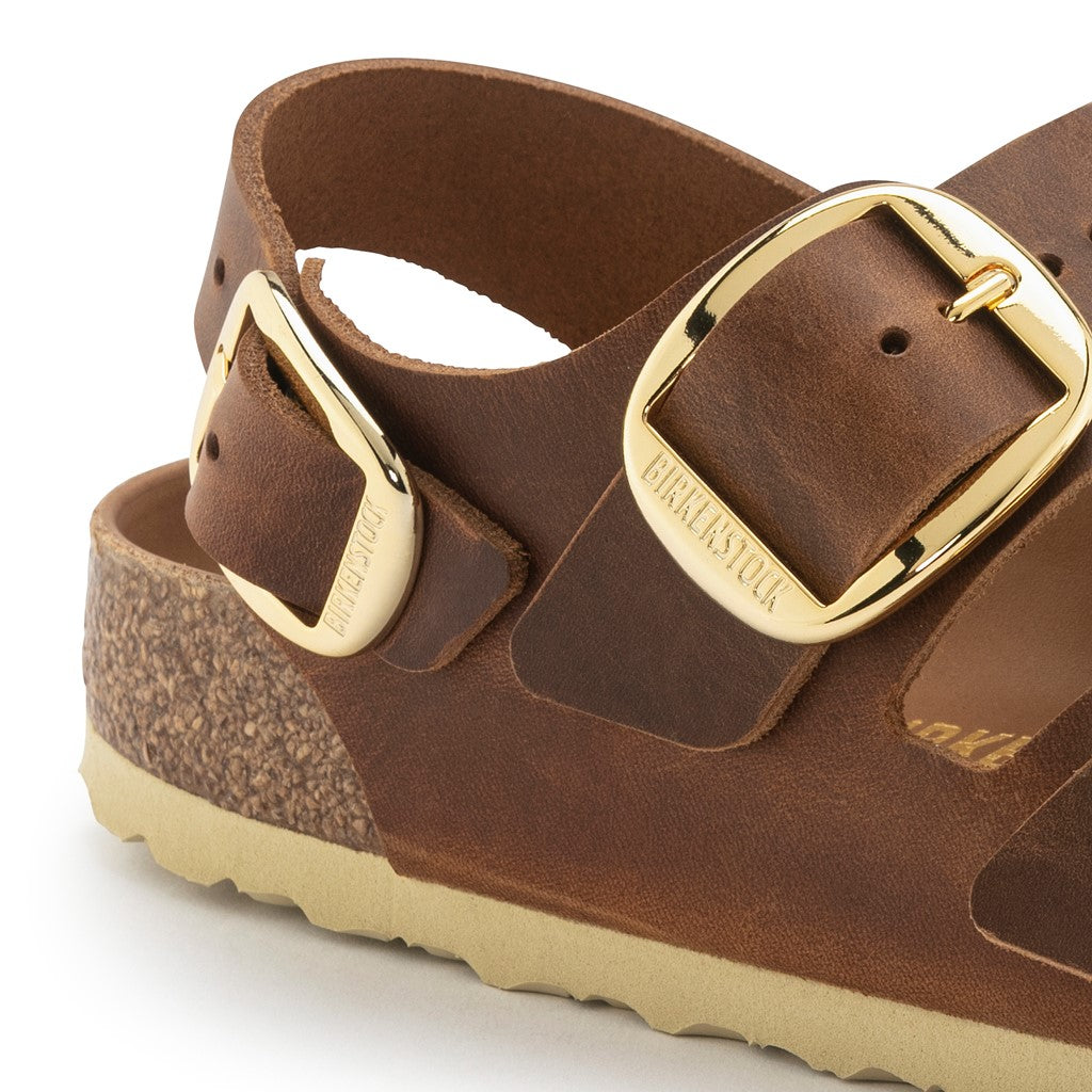 Birkenstock 1024067 Milano Big Buckle Oiled Leather Cognac Sandals