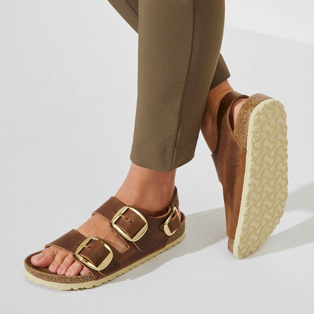 Birkenstock 1024067 Milano Big Buckle Oiled Leather Cognac Sandals